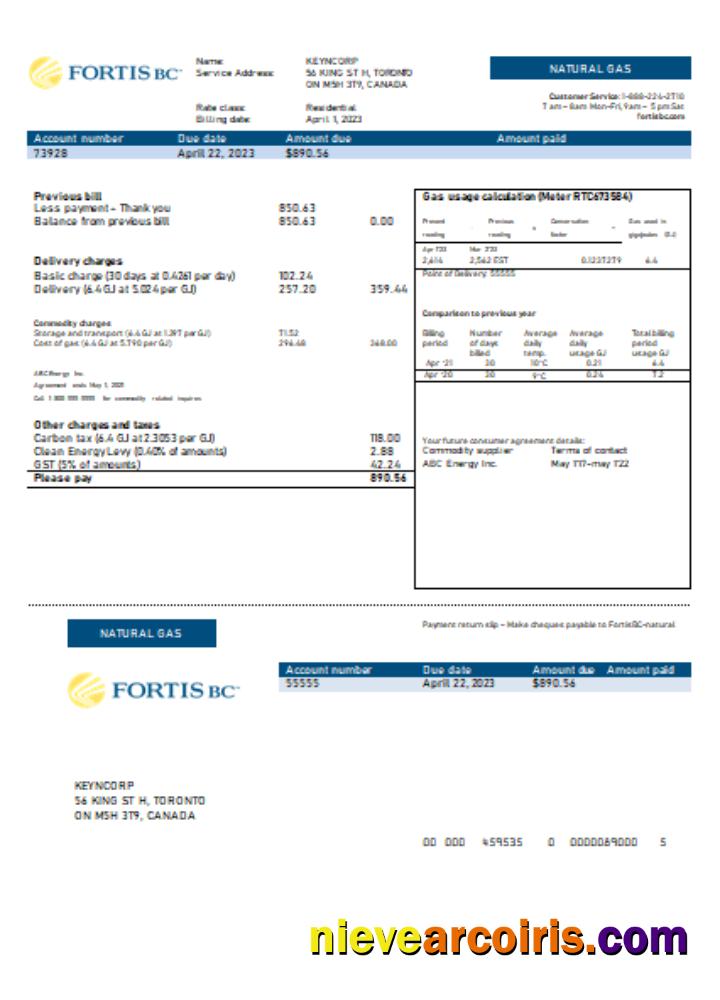 British Columbia FortisBC utility business bill